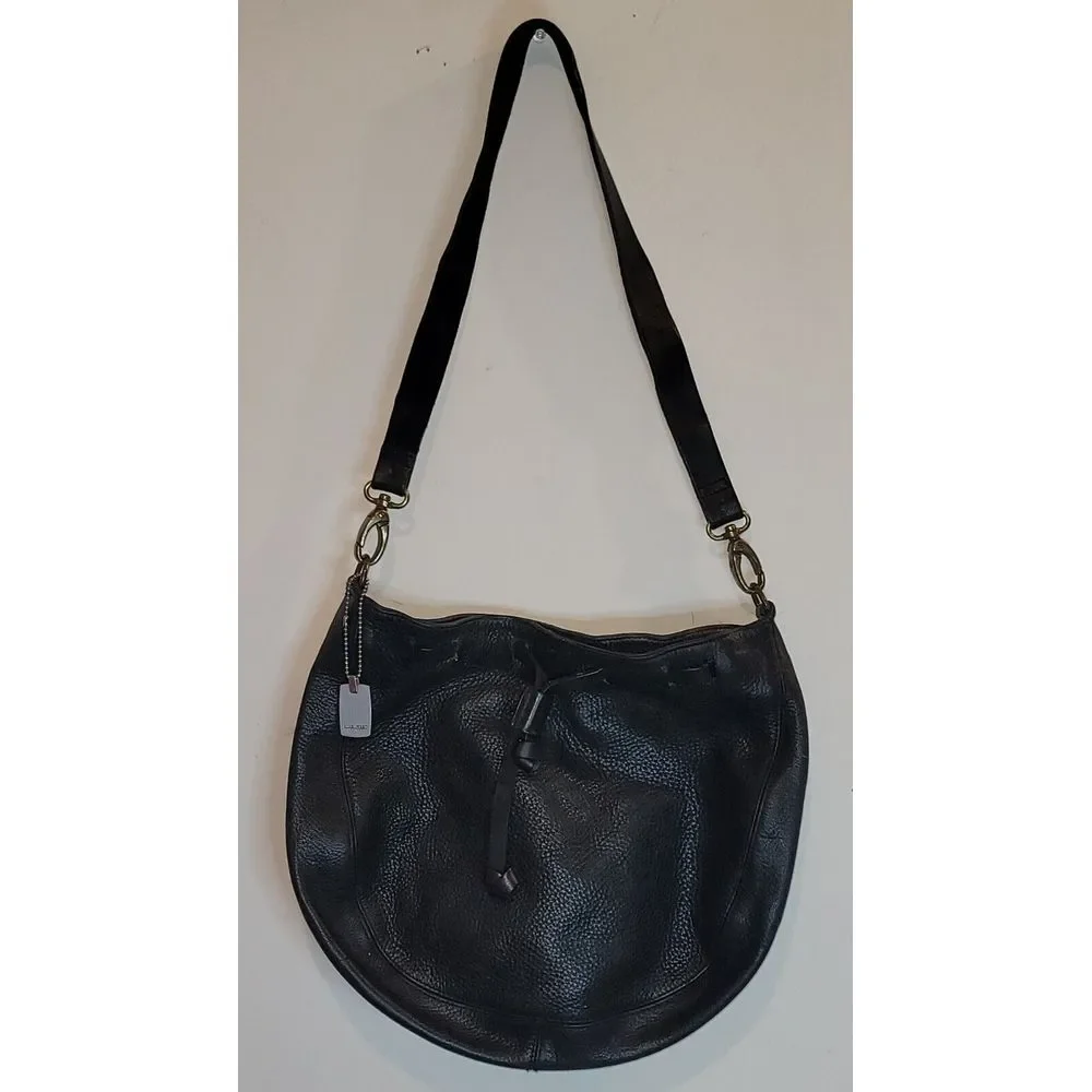 NINE WEST Black Leather Hobo Bag Shoulder Purse‎ Handbag Crossbody